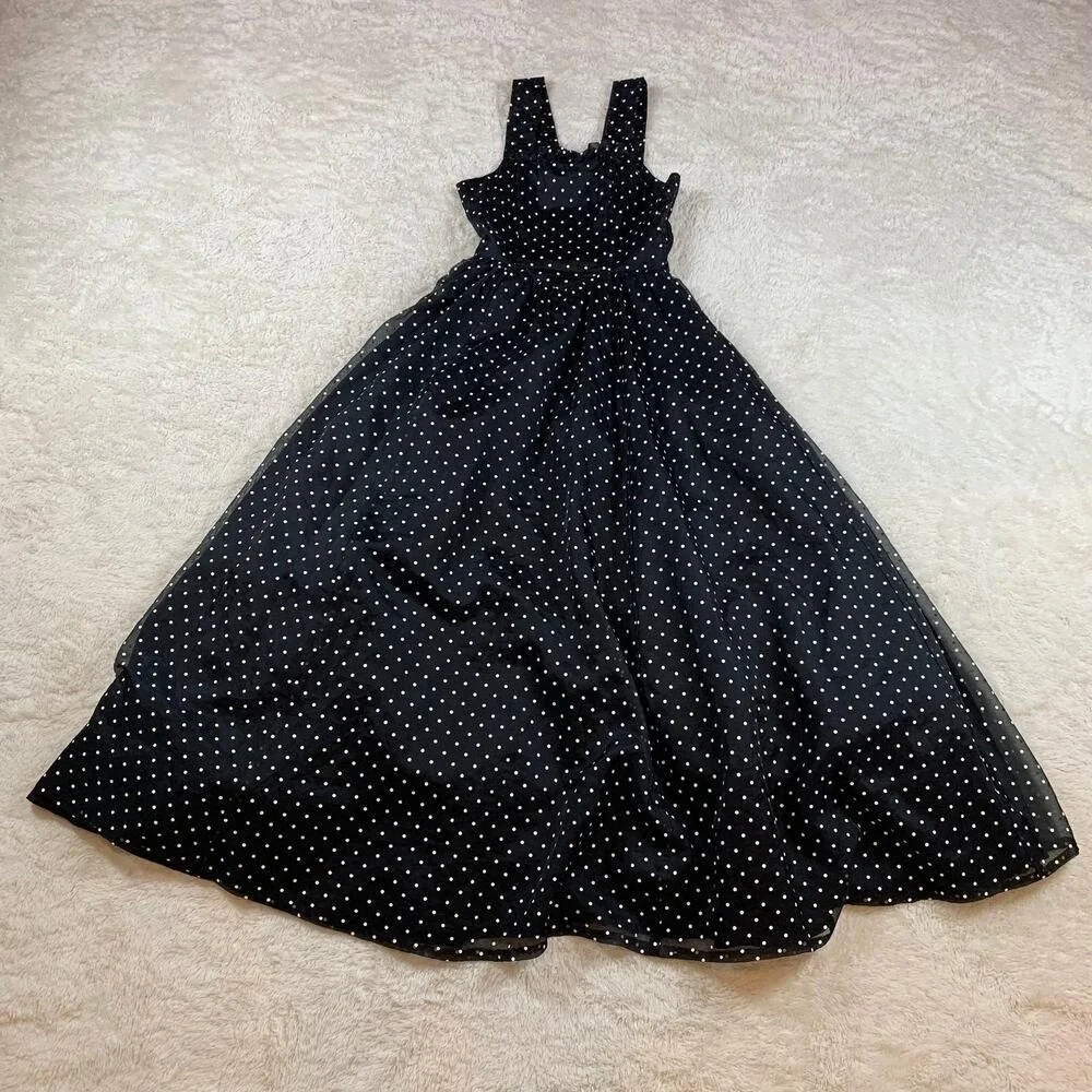 Vintage 80s Gunne Sax Polka Dot Maxi‎ Dress Size 3
